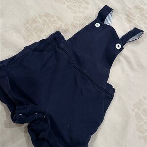 Ralph Lauren Navy Blue Overalls with Striped Lining